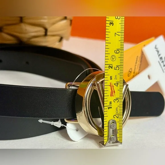 🆕VALENTINO by Mario Valentino Black Belt with Gold V Removable Buckle 🔥Large🔥 - Picture 13 of 17